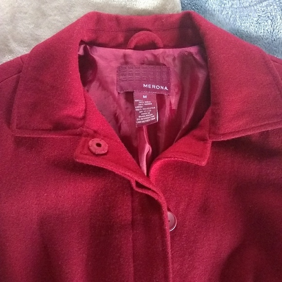 Merona red wool trench coat - Picture 2 of 5